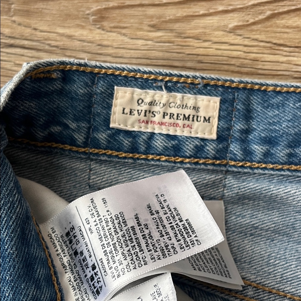 Levi's 501 Blue Distressed Jean Shorts - Picture 2 of 5